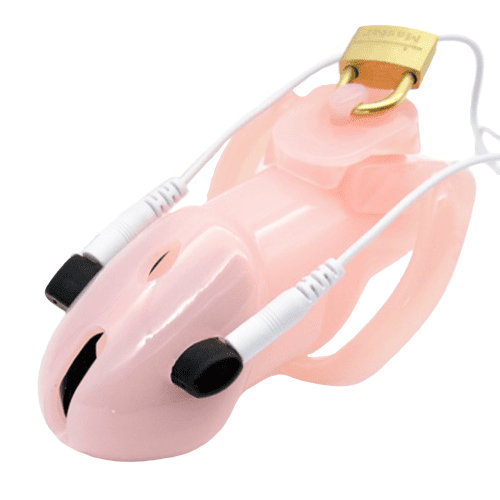 Jaula De Castidad Resina Diosa Eléctrica Rosa