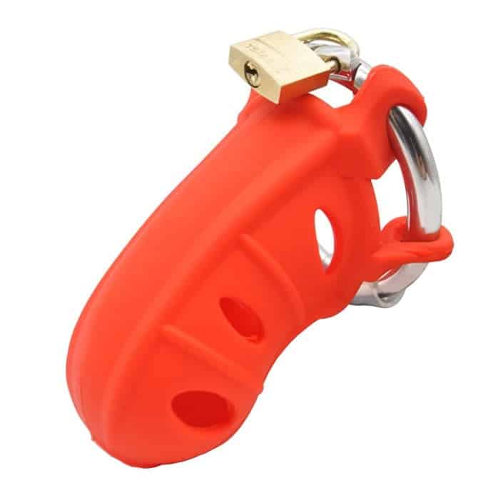 Jaula De Castidad Demonio Rojo De Silicona