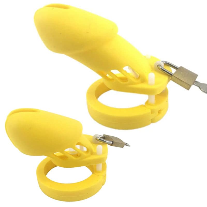 Jaula De Castidad Gb 6000 Amarillo De Silicona